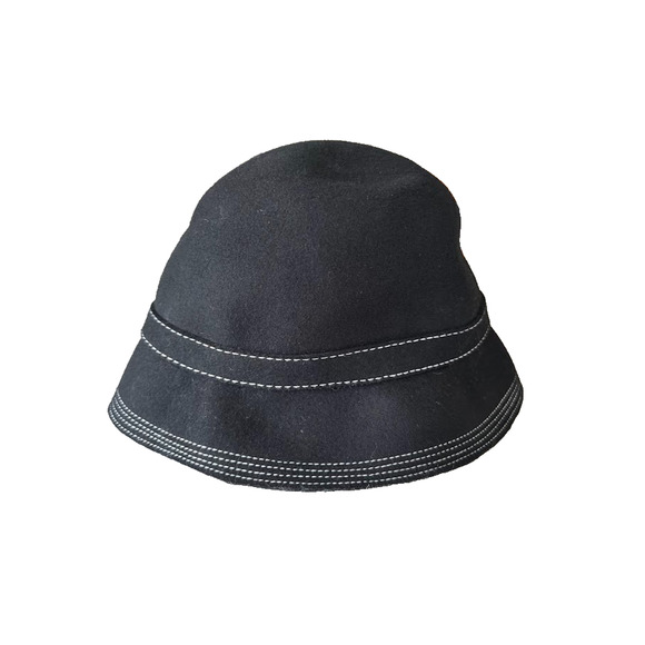 Collection Eighteen Wool Cloche Hat Black Bow Trim Retro White Embroidered Women - Picture 3 of 9